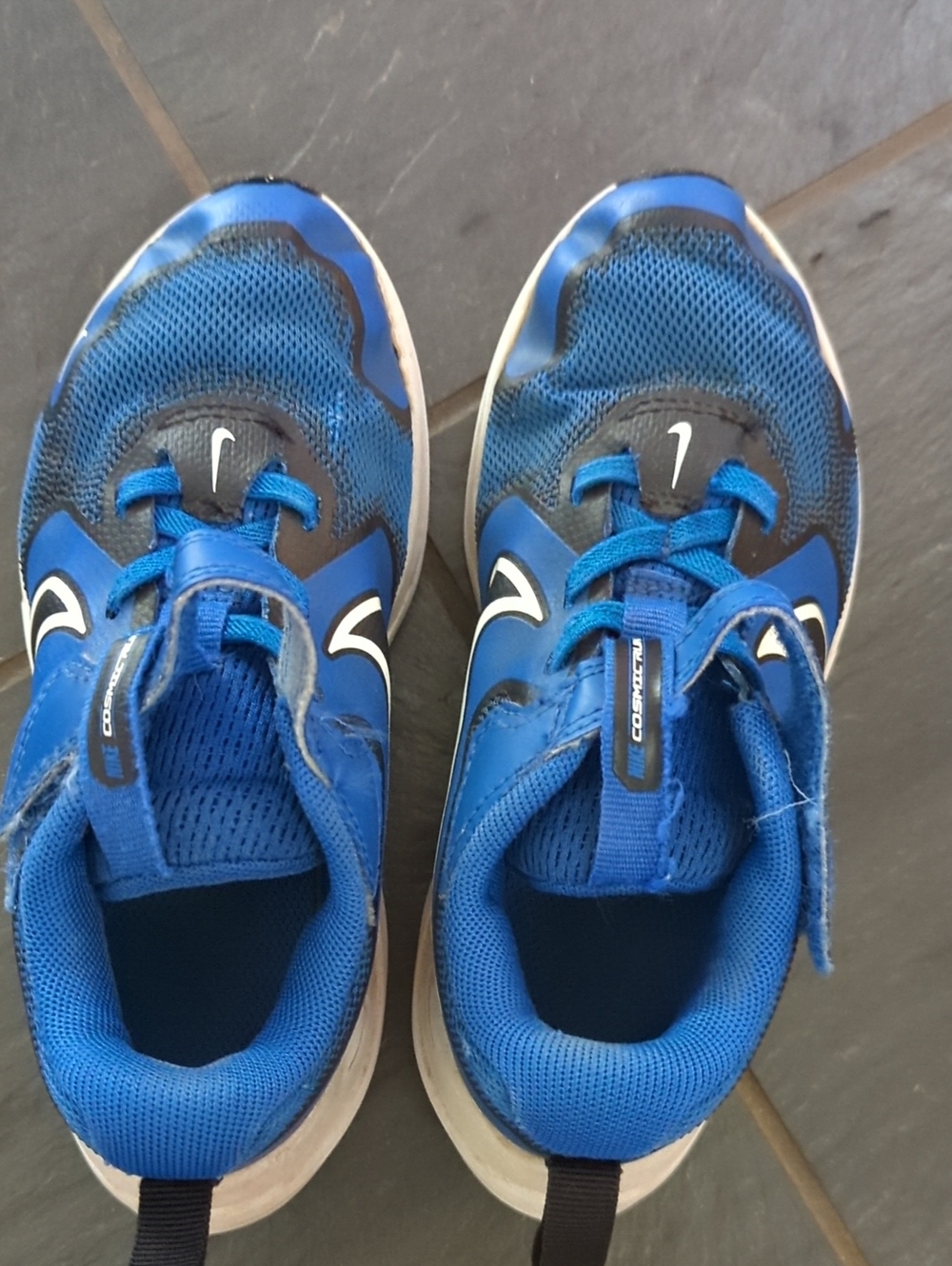 Nike Kids Blue and White Hook-and-Loop Sneakers 11.5